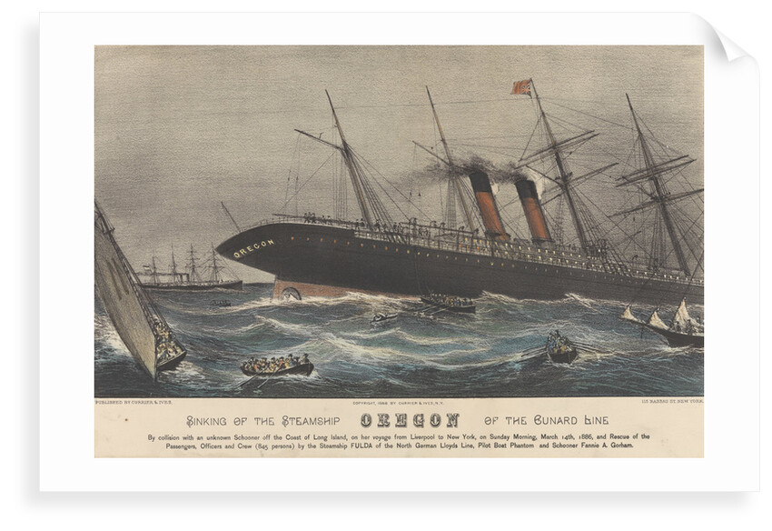 Sinking of the Steamship 'Oregon' by Currier & Ives