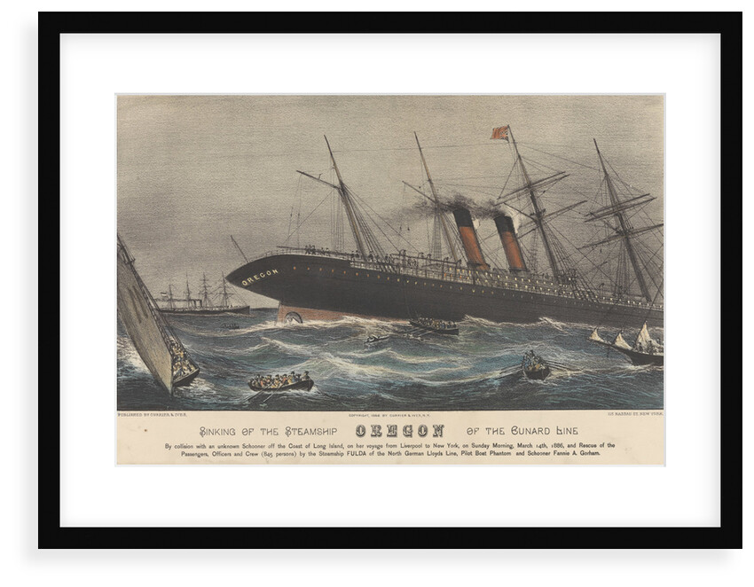 Sinking of the Steamship 'Oregon' by Currier & Ives