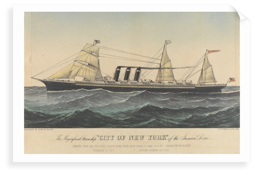 The Magnificent Steamship 'City of New York' of the Inman Line by Currier & Ives
