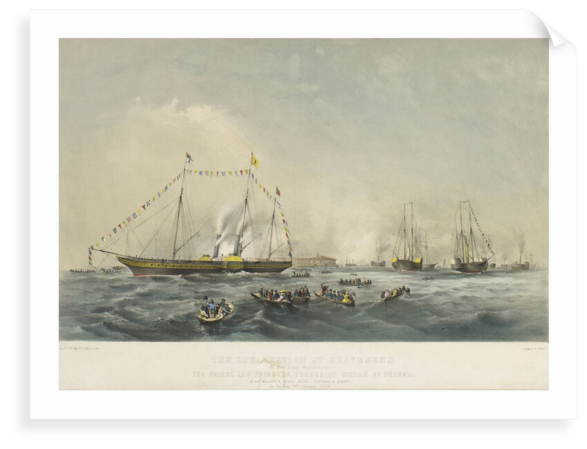 The embarkation at Gravesend of the Prince and Princess Frederick William of Prussia, in HMY 'Victoria & Albert' by Walter William May