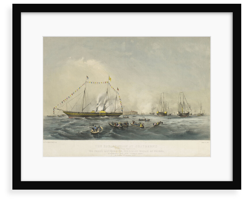 The embarkation at Gravesend of the Prince and Princess Frederick William of Prussia, in HMY 'Victoria & Albert' by Walter William May