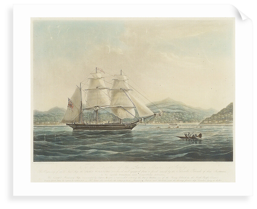 To the Directors of the London Missionary Society... their New Ship The John Williams... entering the Bay of Hauhine, one of the Society Islands in the South Pacific Ocean by R.J. Elliot