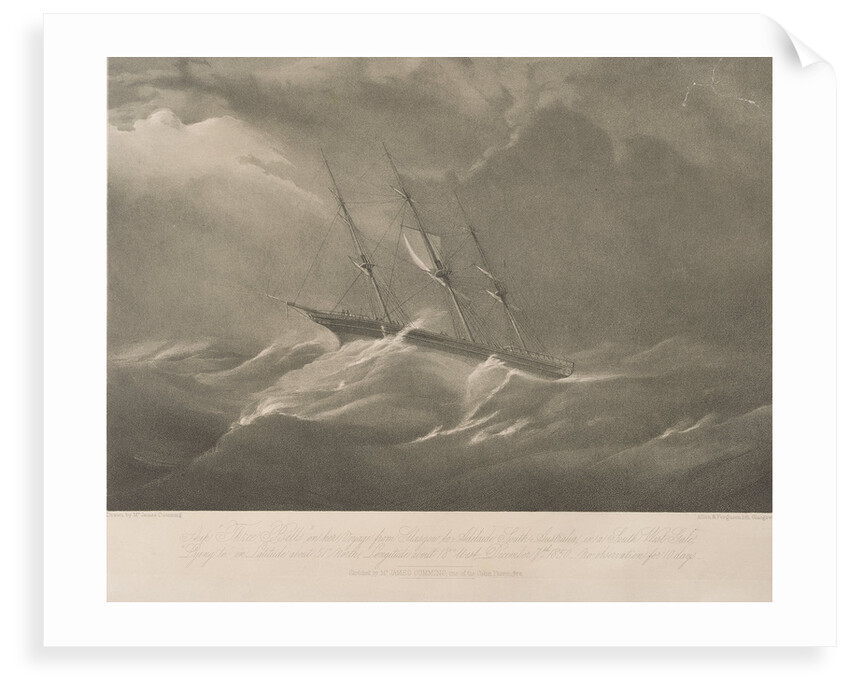 The 'Three Bells' on her voyage from Glasgow to Adelaide, South Australia, in a south west gale by James Cumming