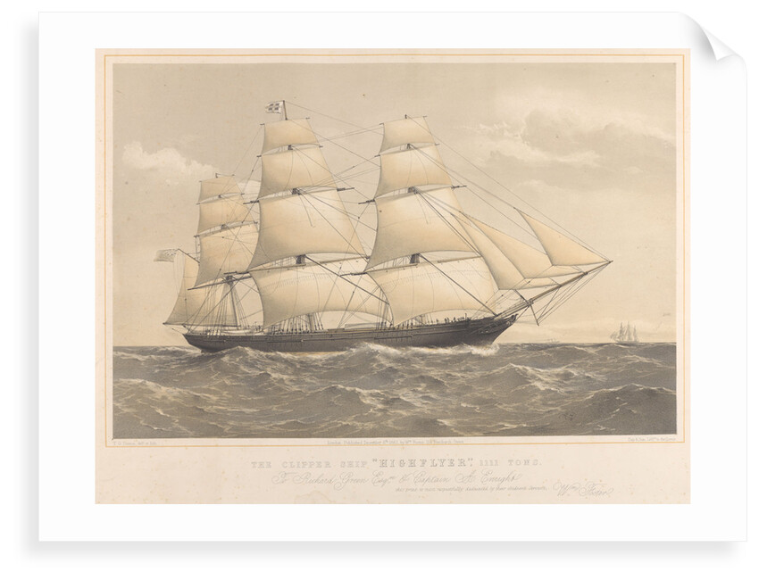 The clipper ship 'Highflyer', 1111 Tons by Thomas Goldsworth Dutton