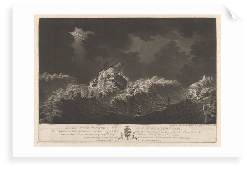 Distressed situation of 'Ulysses' (1779) in a hurricane August 1781 by Lt William Elliott
