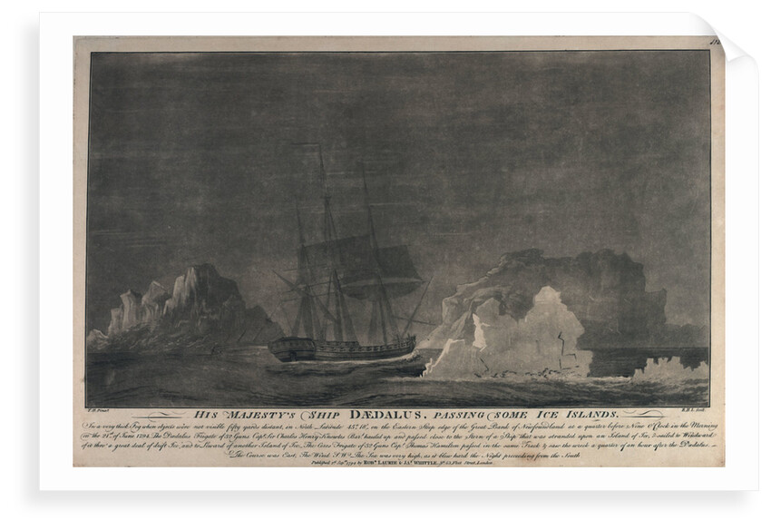 HMS 'Daedalus' passing some ice islands.... on the Eastern Steep edge of the Great Bank of Newfoundland by J. H.