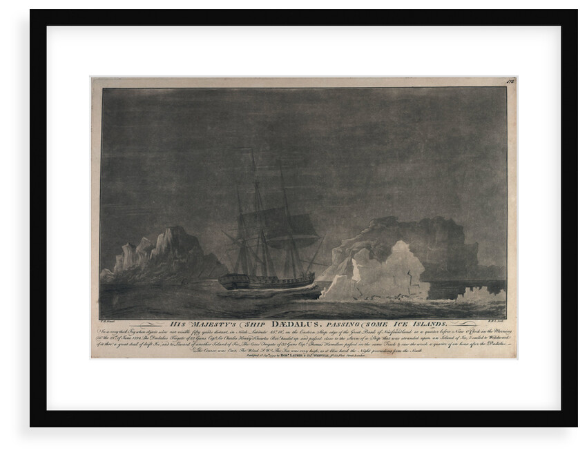 HMS 'Daedalus' passing some ice islands.... on the Eastern Steep edge of the Great Bank of Newfoundland by J. H.