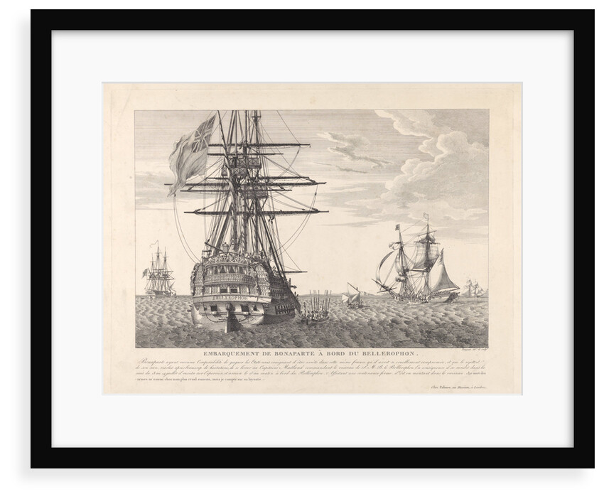 Napoleon surrendering to Captain Frederick Lewis Maitland on 15 July 1815 by Jean-Jérôme Baugean [artist & engraver]; Palmer [publisher]