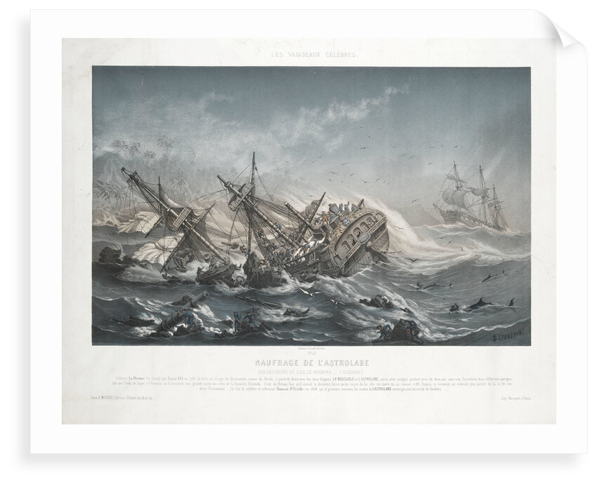 Shipwreck of the 'Astrolabe' on the reefs of the Island of Vanikoro by Louis Le Breton