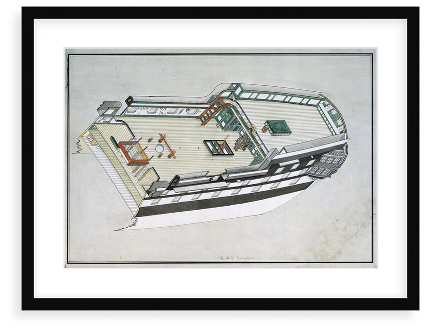 Diagram and section of the well and poop decks of HMS 'Canopus' by unknown