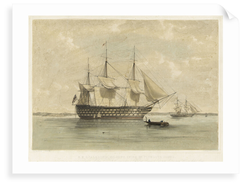 HMS 'Caledonia', 120 guns, lying in Plymouth Sound by Henry Andrews Luscombe