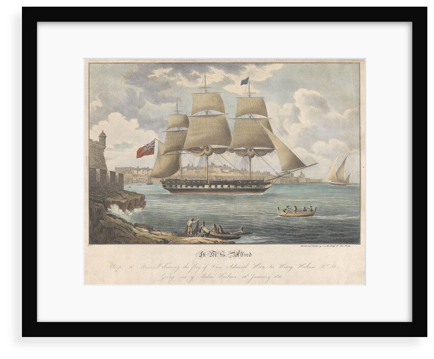 HMS 'Alfred' going out of Malta Harbour, 12 January 1833 by C. de Brocktorff