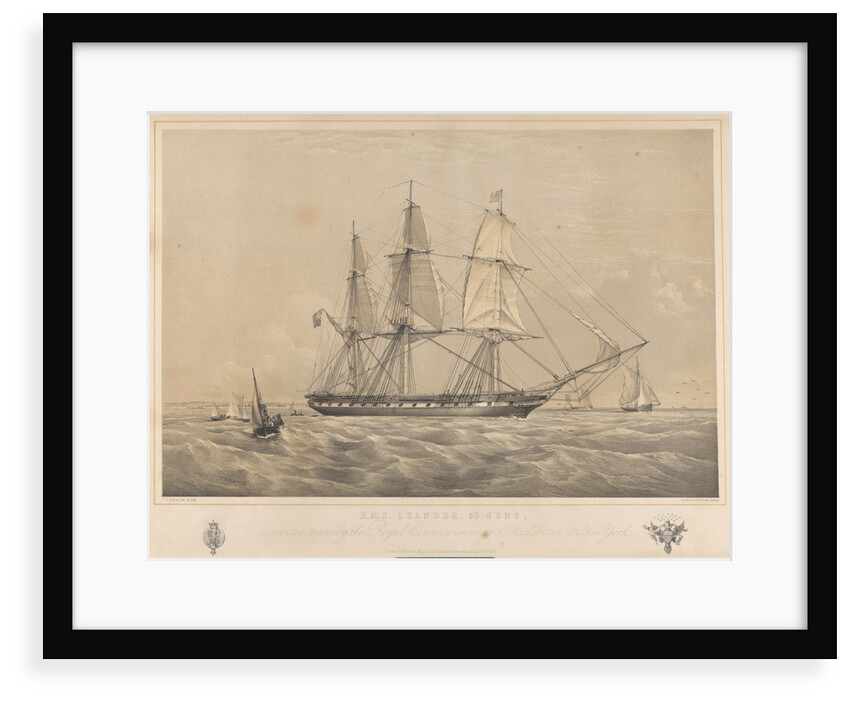 HMS 'Leander' (1848), 50-gun vessel, appointed to convey the Royal Commissioners to the Exhibition at New York by Ackermann