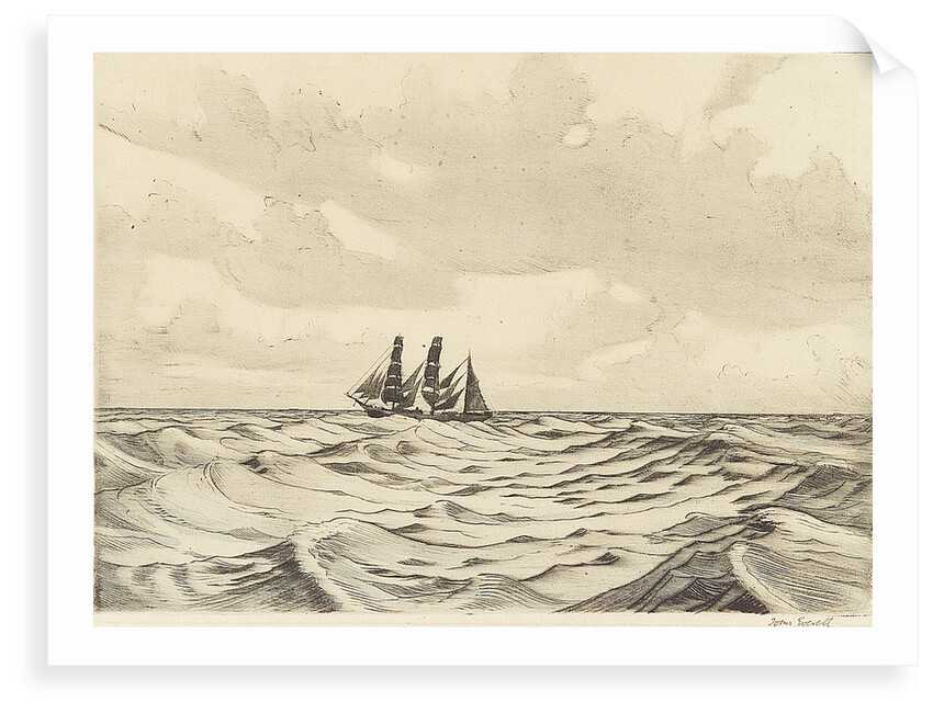 Three masted sailing vessel at sea (2) by John Everett