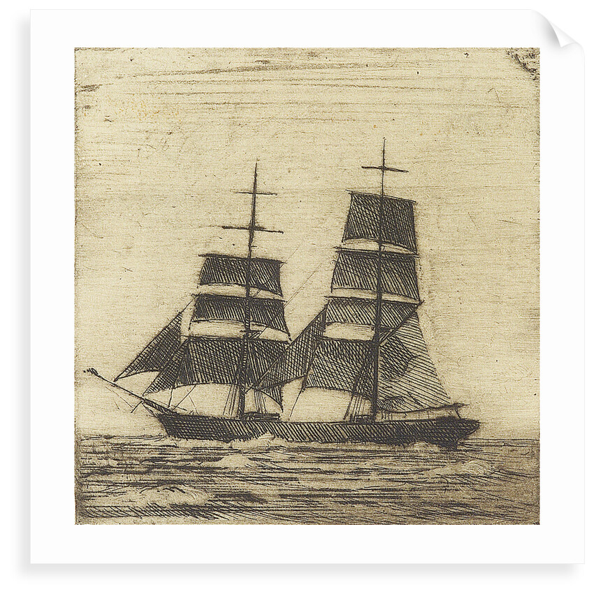 Silhouette of a two masted sailing vessel (3) by John Everett