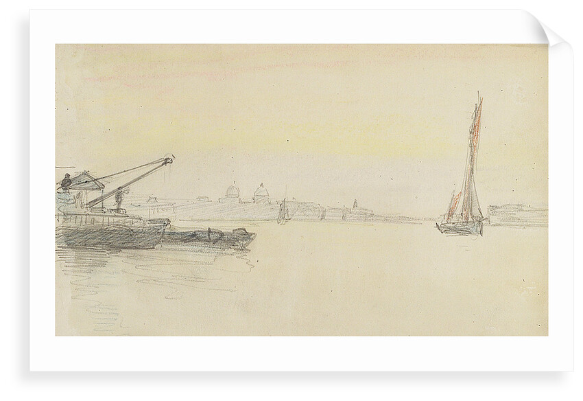 Sketch of various sailing vessels on the Thames at Greenwich by John Everett
