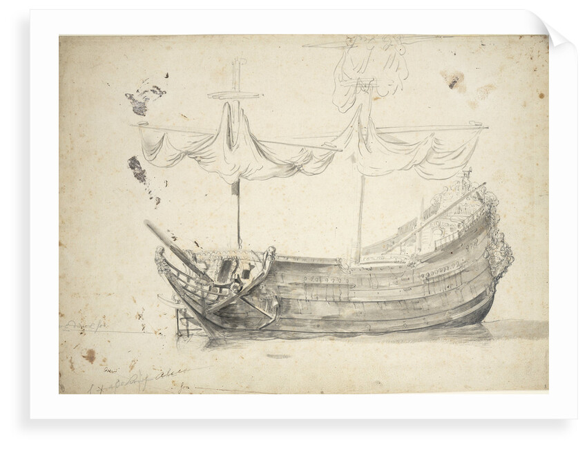 Portrait of a Dutch two-decker by Willem van de Velde the Elder