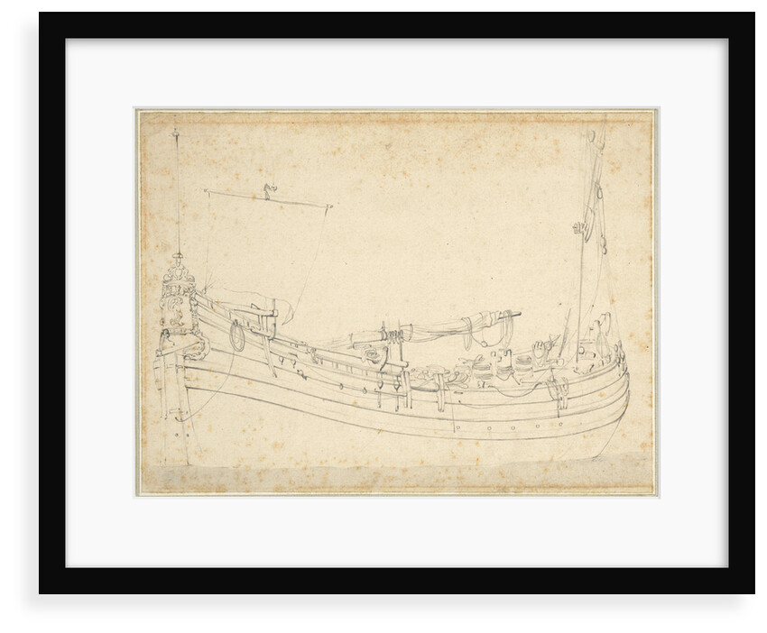 Portrait of a Dutch fishing buss by Willem Van de Velde the Younger