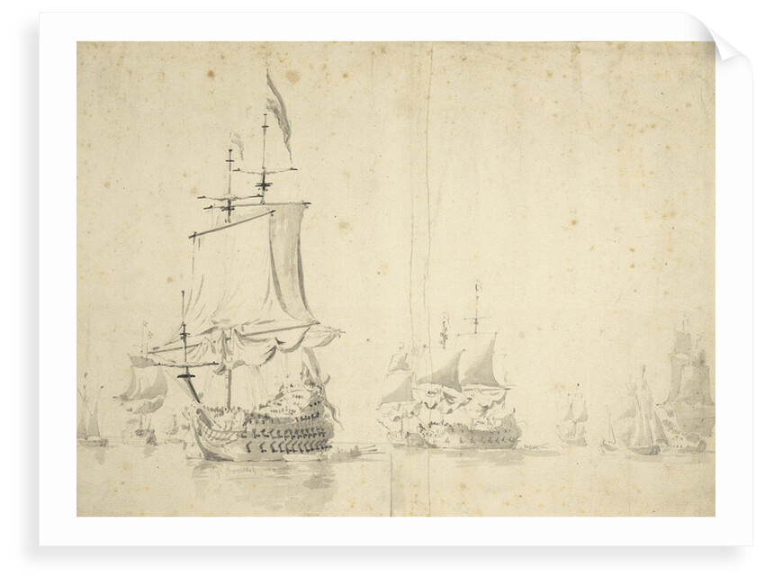 The 'Huis te Zwieten' and other ships becalmed by Willem van de Velde the Elder