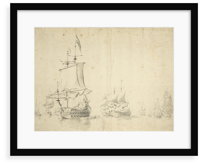 The 'Huis te Zwieten' and other ships becalmed by Willem van de Velde the Elder