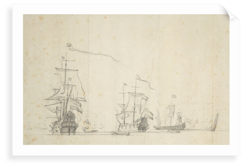Dutch ships lying by by Willem van de Velde the Elder
