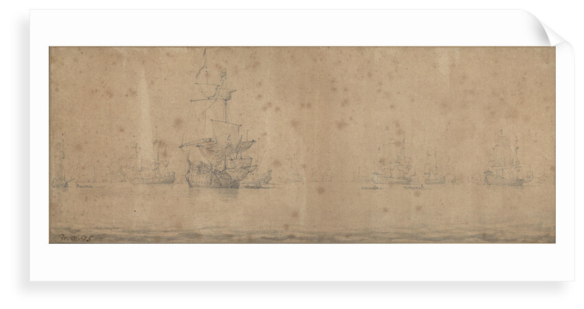 Dutch ships becalmed by Willem Van de Velde the Younger