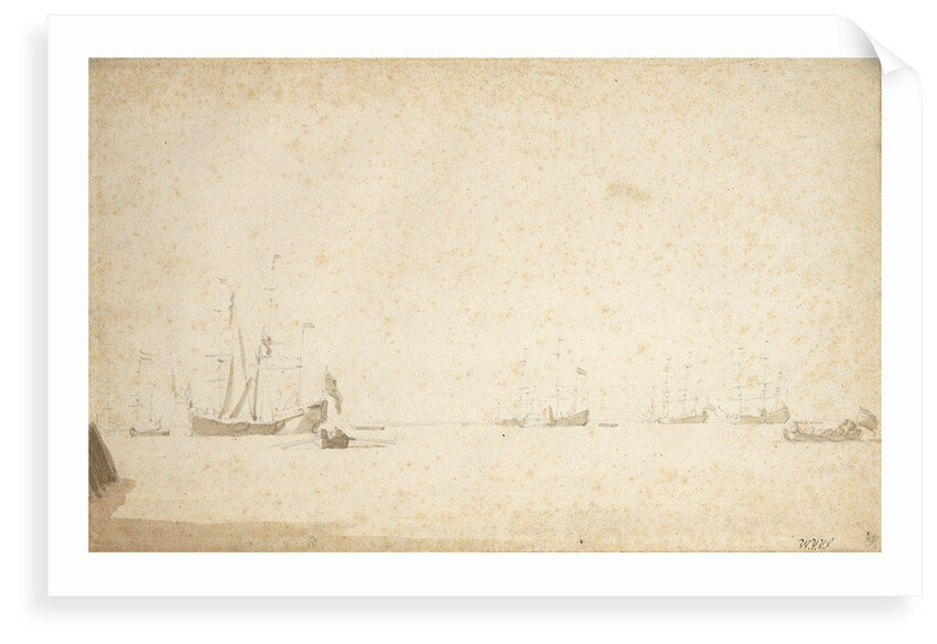 Dutch ships at anchor in an estuary by Willem Van de Velde the Younger
