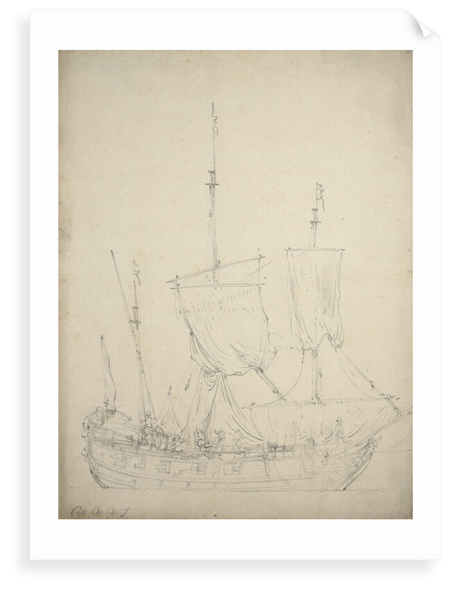 Portrait of a small Dutch frigate by Willem Van de Velde the Younger