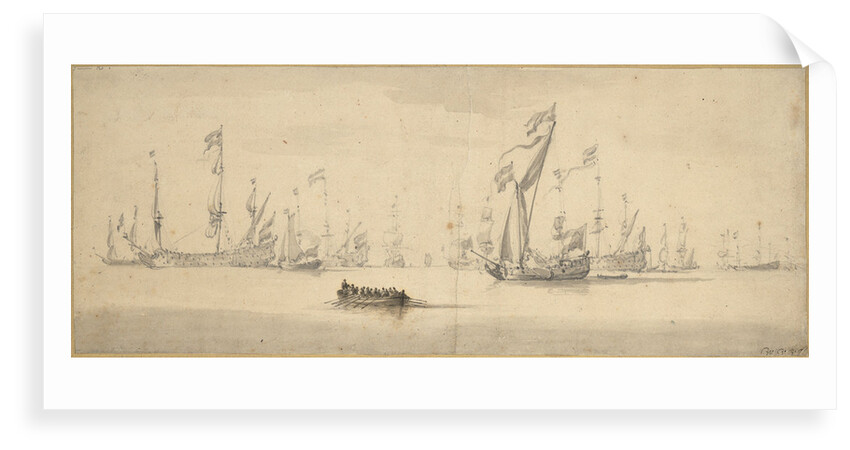 A States yacht and Dutch ships before a light breeze by Willem Van de Velde the Younger