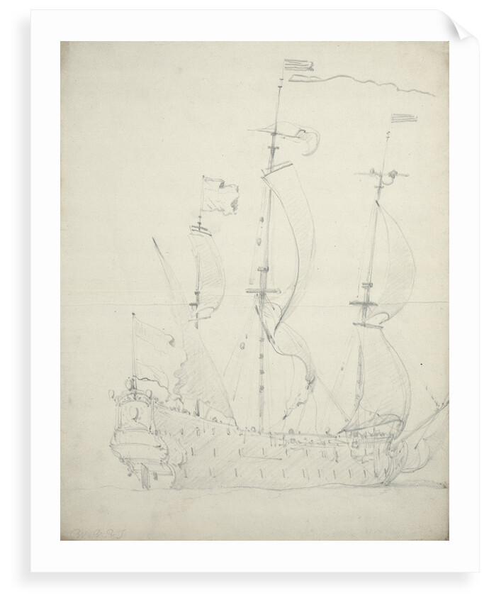 A Dutch flagship with the wind abeam by Willem Van de Velde the Younger