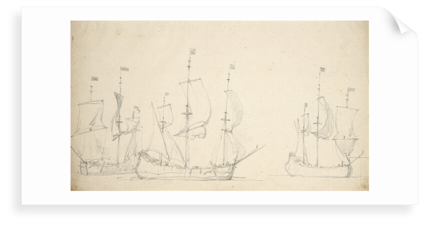 A flute running free with two others in stays by Willem Van de Velde the Younger