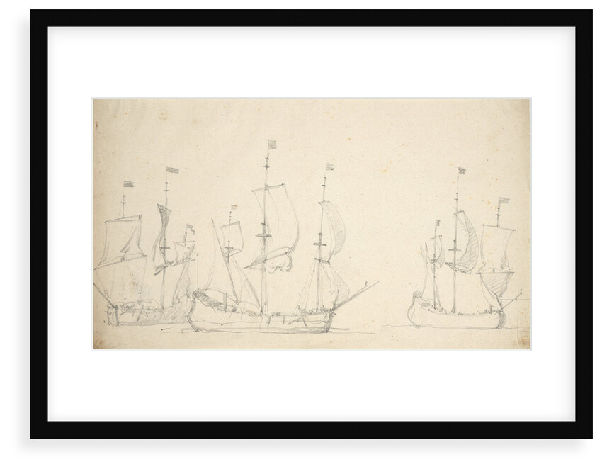 A flute running free with two others in stays by Willem Van de Velde the Younger