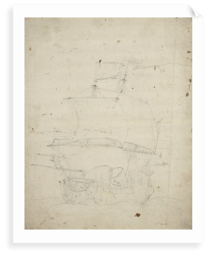 A Dutch flagship close-hauled in a breeze by Willem Van de Velde the Younger