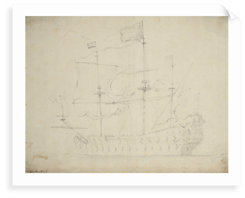 A Dutch flagship before the wind by Willem Van de Velde the Younger