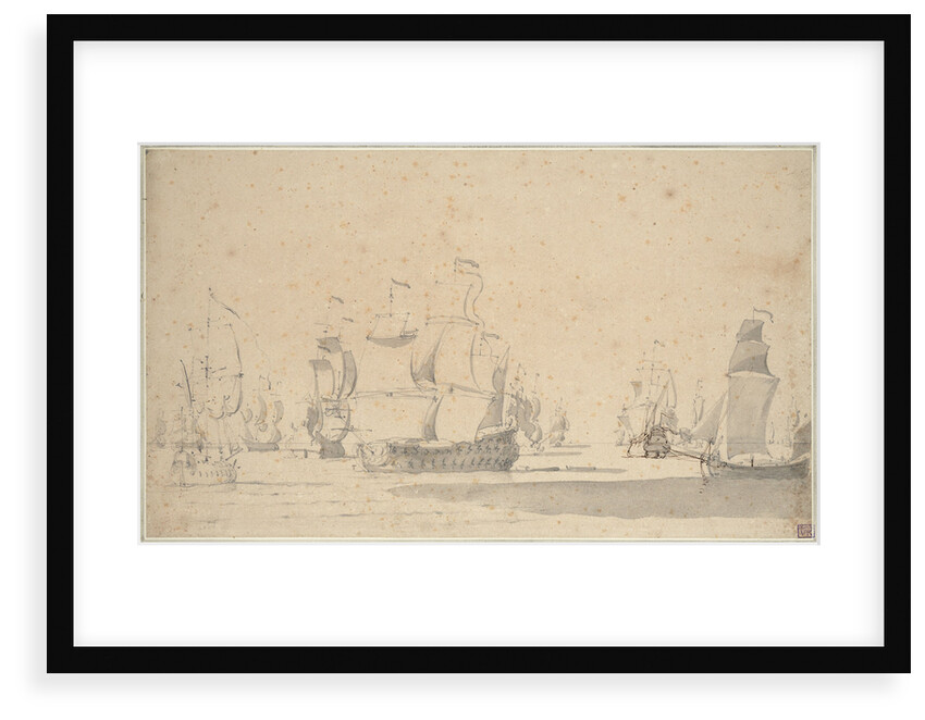 English ships, a ketch and a galliot in a light breeze, June 1673? by Willem van de Velde the Elder