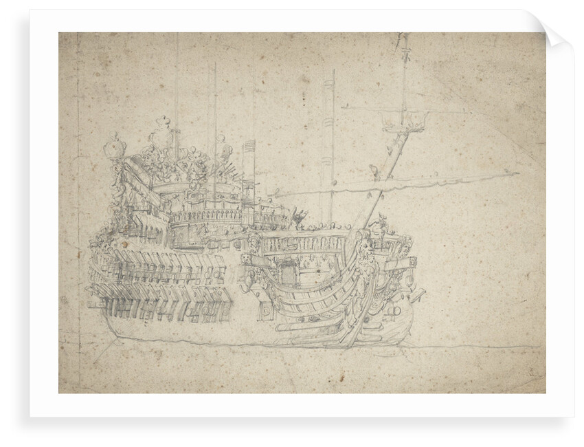 Portrait of a French two-decker by Willem van de Velde the Elder
