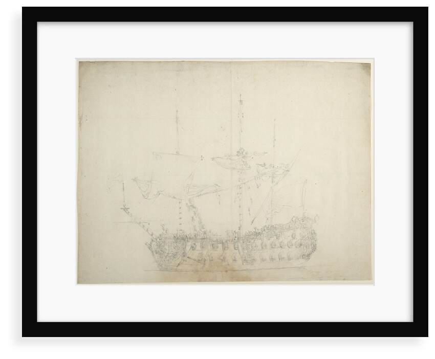 Portrait of an English third-rate, about 60 guns by Willem van de Velde the Elder