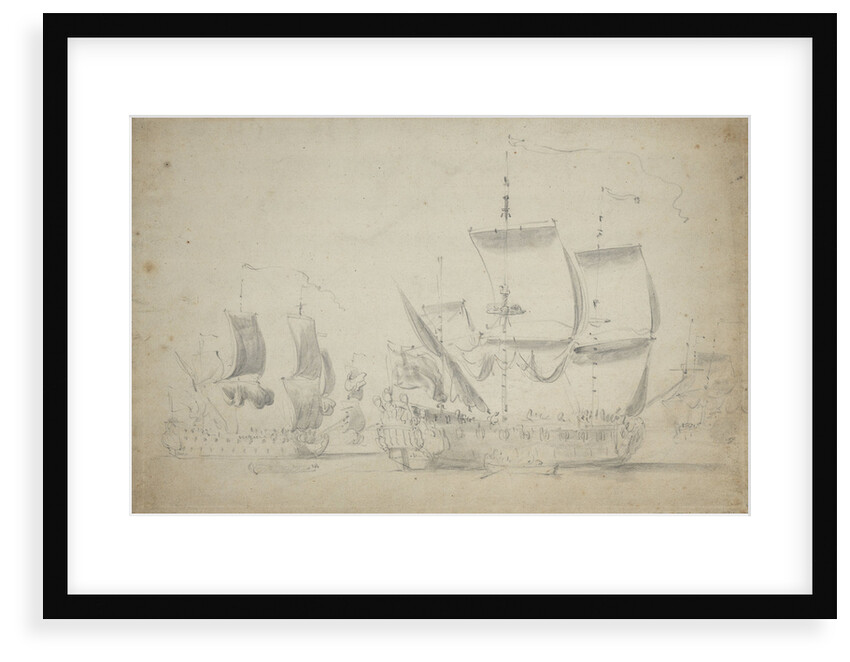 An English two-decker under easy sail by Willem van de Velde the Elder