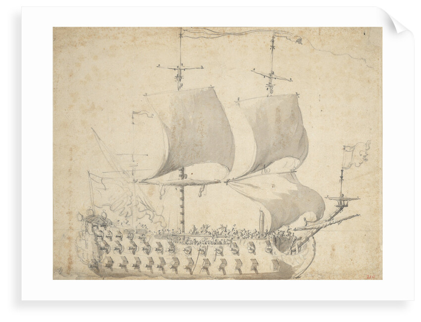An English third-rate before the wind by Willem van de Velde the Elder