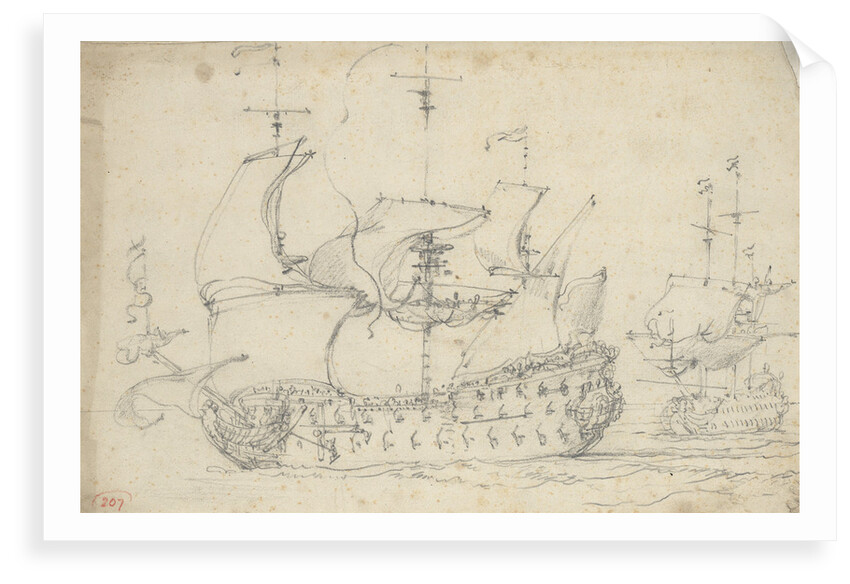 Two English third-rates getting under way by Willem van de Velde the Elder