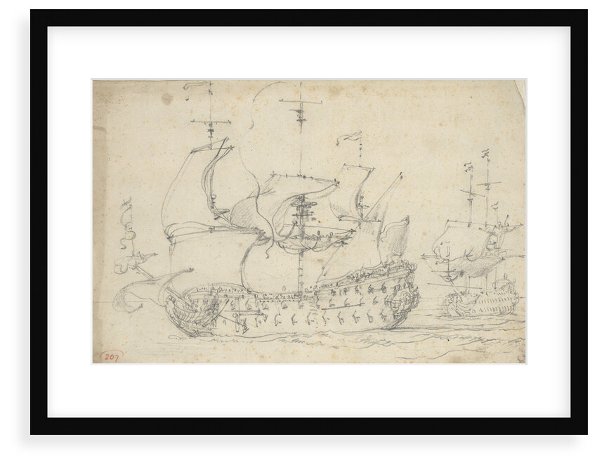 Two English third-rates getting under way by Willem van de Velde the Elder