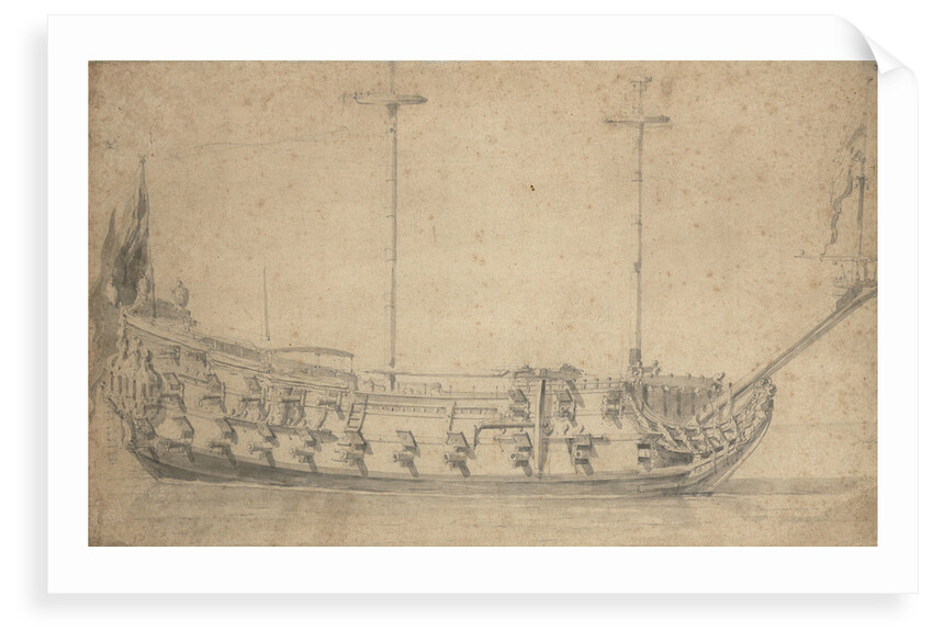 Portrait of an English fourth-rate, about 42 guns by Willem van de Velde the Elder