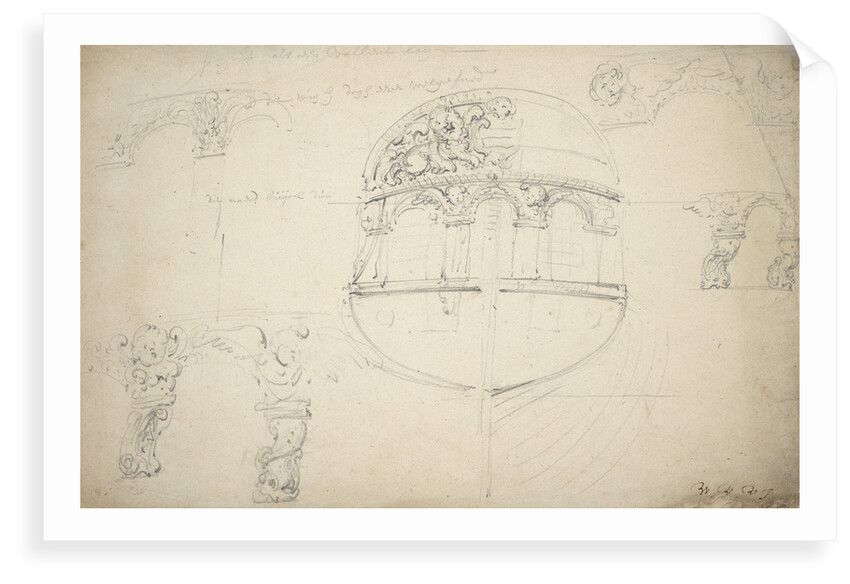 Sketch plan of the stern by Willem Van de Velde the Younger
