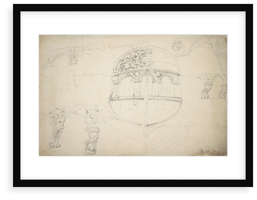 Sketch plan of the stern by Willem Van de Velde the Younger