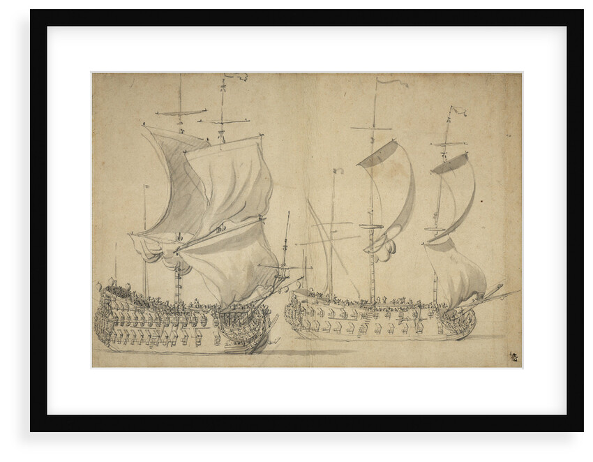 An English third-rate and fourth-rate under easy sail by Willem van de Velde the Elder