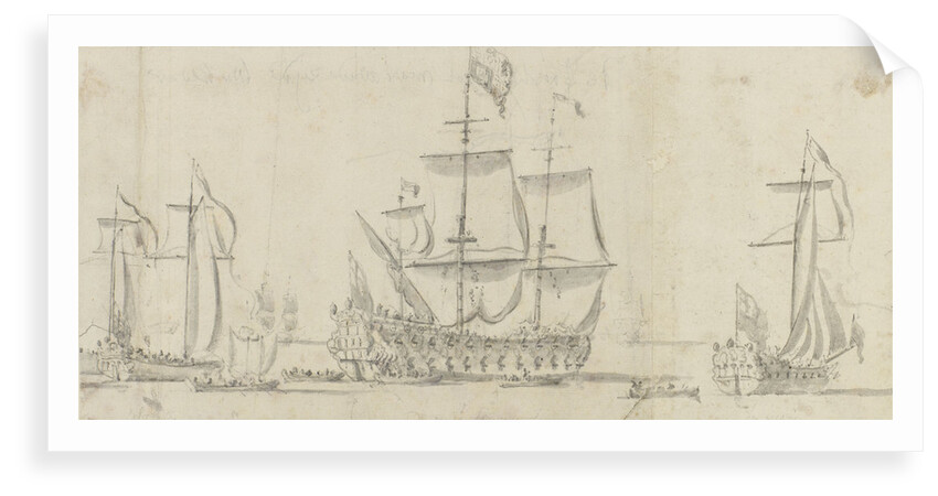 Royal (Charles II) visit to the 'Tiger' and passage down the Thames to Sheerness and Chatham - The 'Tiger' under way by Willem van de Velde the Elder