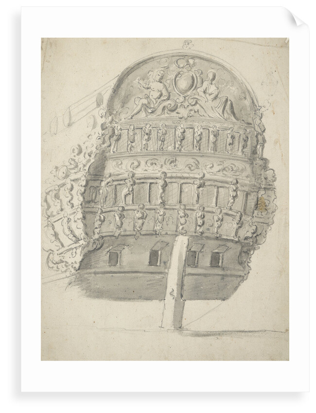 Stern of an English first or second rate by Willem van de Velde the Elder
