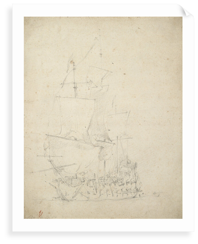 An English ship becalmed by Willem Van de Velde the Younger