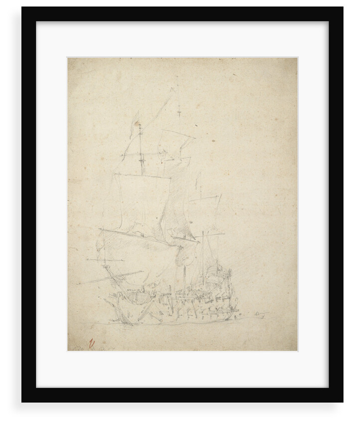 An English ship becalmed by Willem Van de Velde the Younger