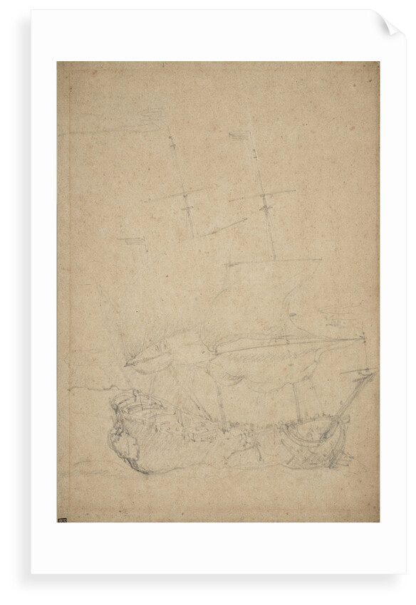 A Dutch ship close-hauled in a breeze by Willem Van de Velde the Younger